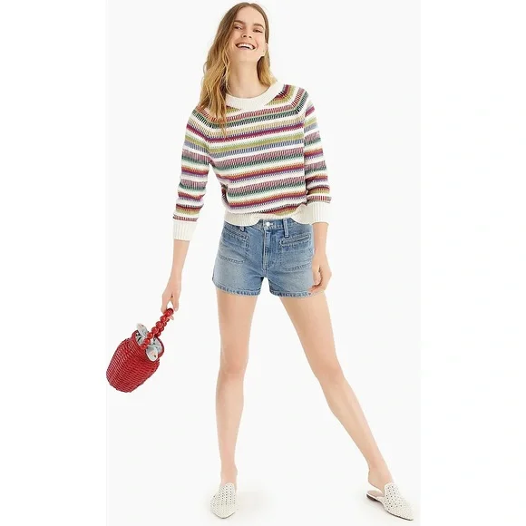 The Reeds | J. Crew Rainbow Knit Striped Crew Neck Sweater - Picture 2 of 12